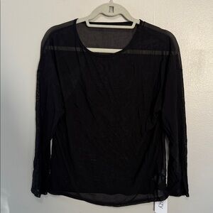 Dazy Sheer Black Long Sleeve Top